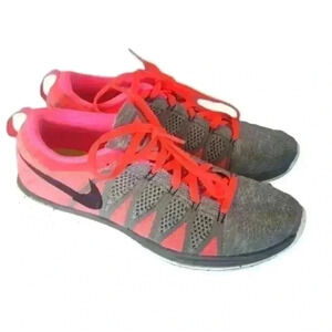 Nike Womens Gray And Pink Flyknit Lunar 2 7.5